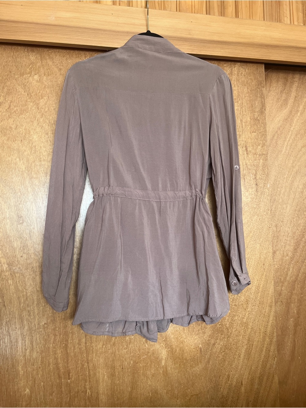 Light Taupe Drawstring Waist Jacket - Picture 3 of 6